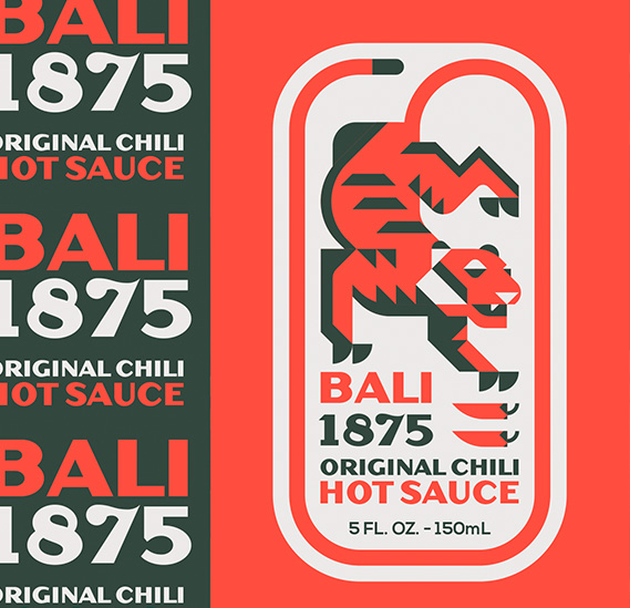 Logotype de la sauce piquante 'Bali 1875 Hot Sauce', une explosion de saveurs exotiques