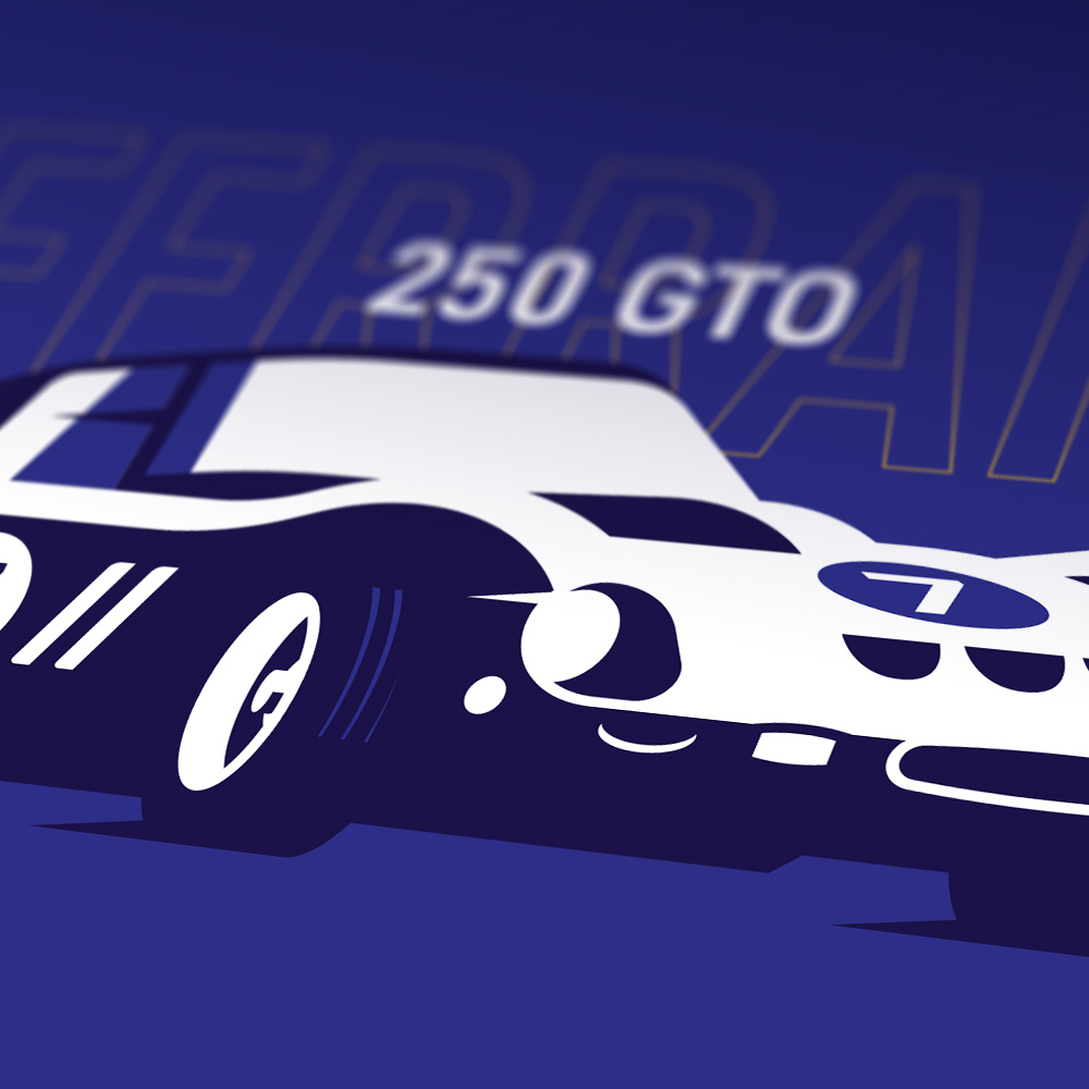 illustration des voitures iconiques des 24 Heures du Mans, course d'endurance automobile, Ferrari 250 GTO