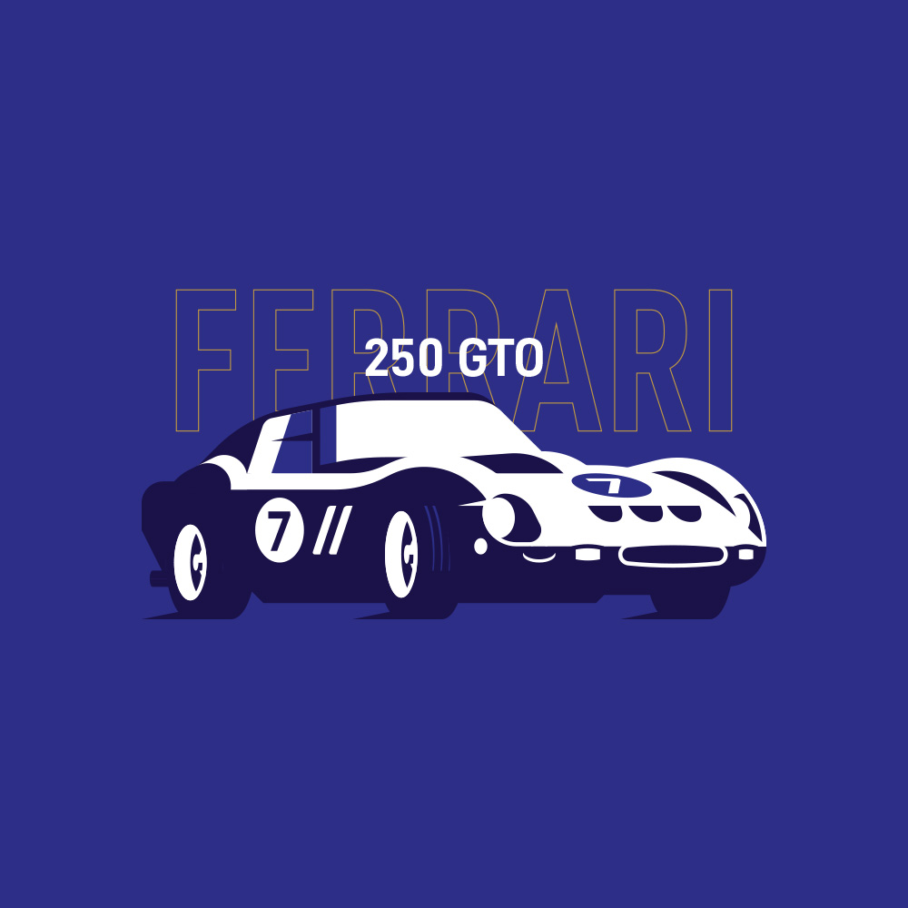 illustration des voitures iconiques des 24 Heures du Mans, course d'endurance automobile, Ferrari 250 GTO