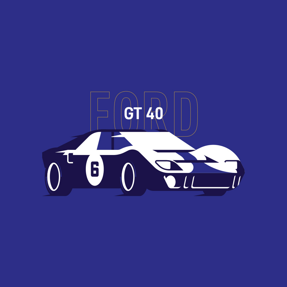 illustration des voitures iconiques des 24 Heures du Mans, course d'endurance automobile, Ford GT 40