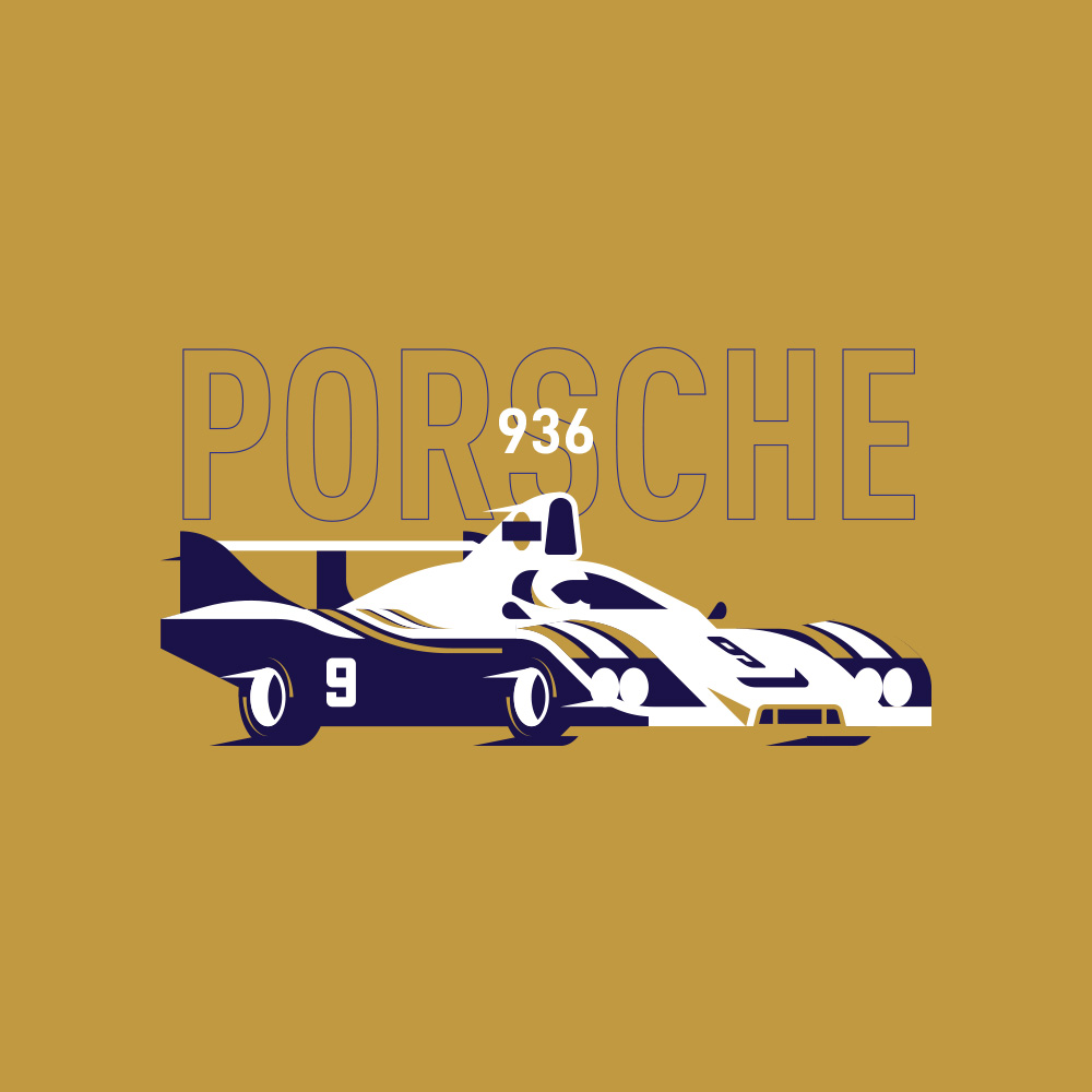 illustration des voitures iconiques des 24 Heures du Mans, course d'endurance automobile, Porsche 936