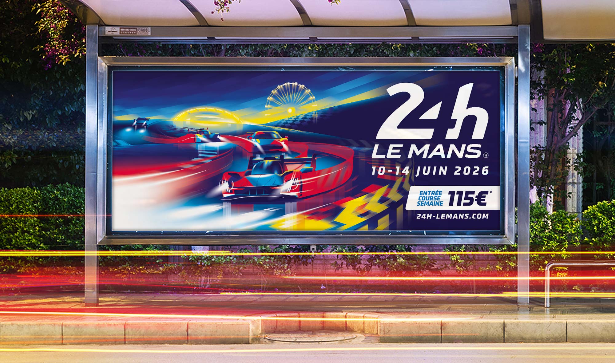 Illustration affiche 24 heures du Mans 2026 Illustration d'une affiche pour les 24 Heures du Mans 2026, légendaire course d'endurance automobile
