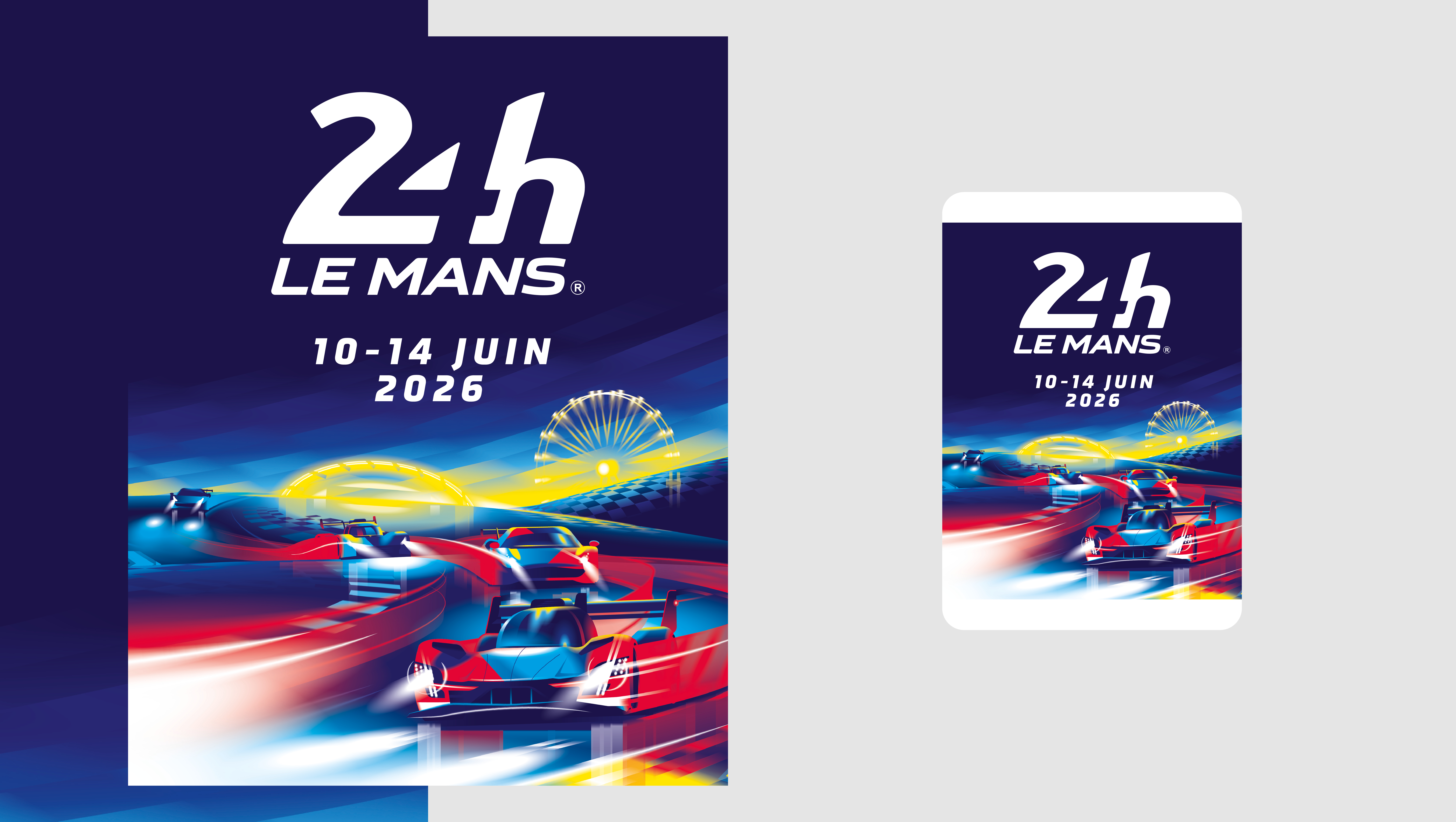 Illustration affiche 24 heures du Mans 2026 Illustration d'une affiche pour les 24 Heures du Mans 2026, légendaire course d'endurance automobile