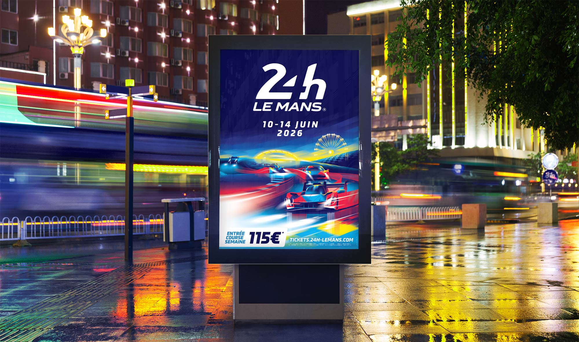 Illustration affiche 24 heures du Mans 2026 Illustration d'une affiche pour les 24 Heures du Mans 2026, légendaire course d'endurance automobile