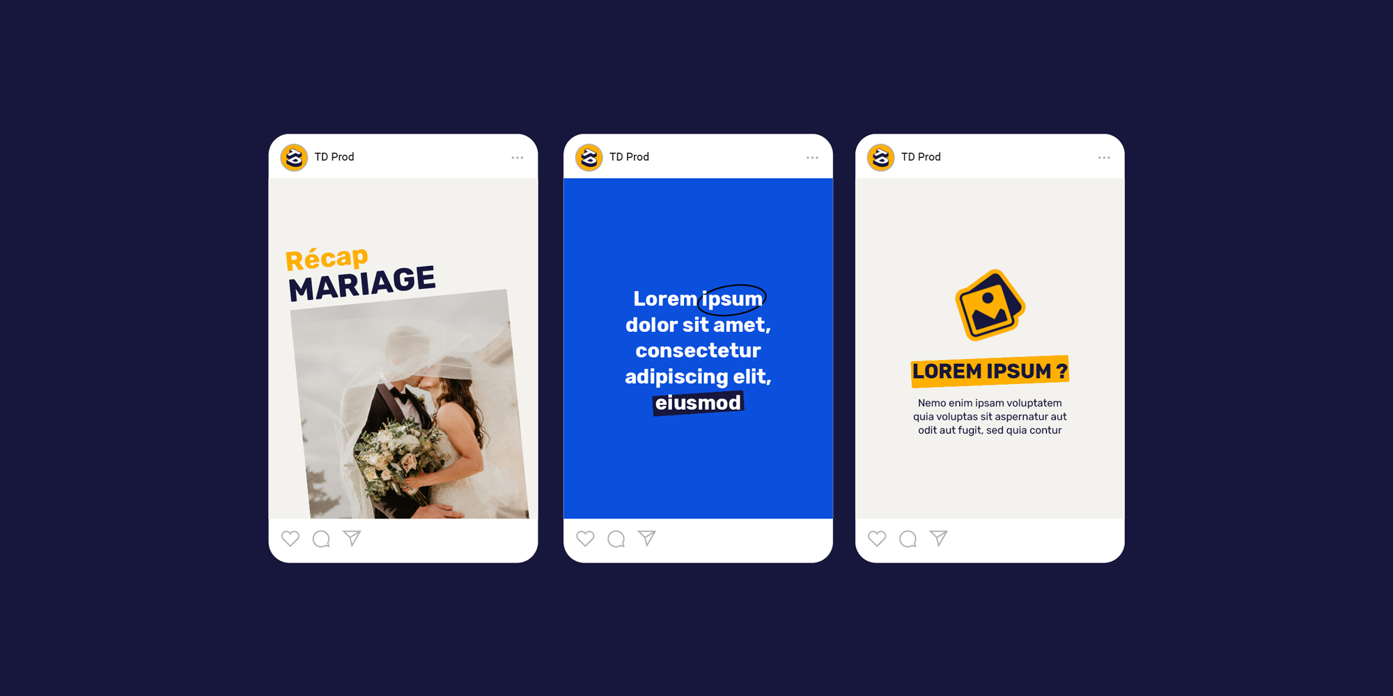 Identité de marque de TD Prod. Instagram images