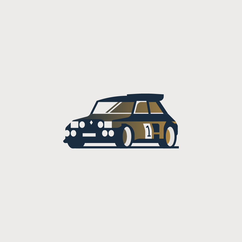 Logotype de la Renault R5 Turbo, Symbole légendaire de la course automobile et du rallye.