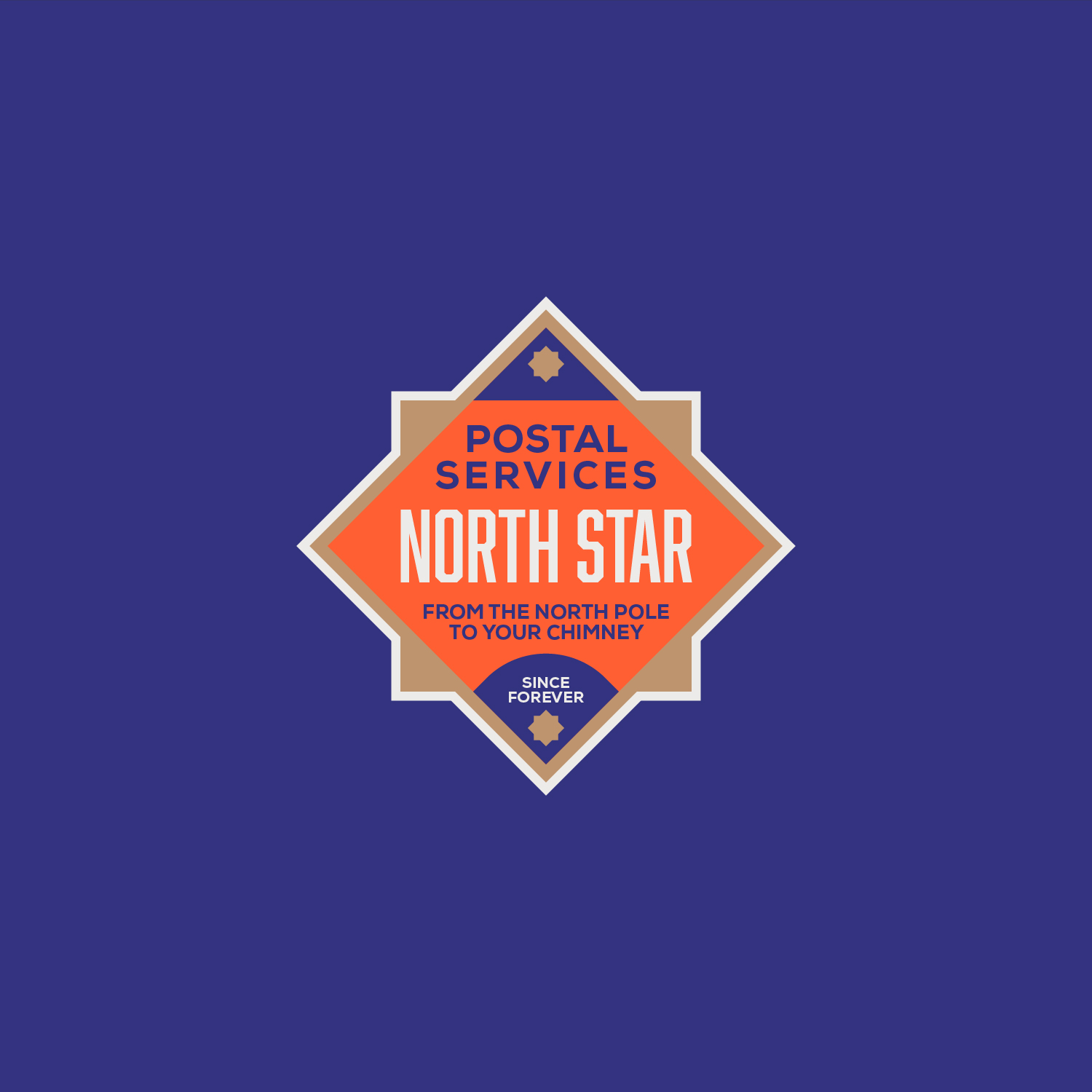 Logotype de 'The North Star', Évoque la magie du Père Noël au pôle Nord.