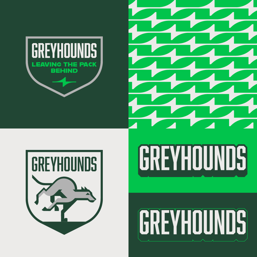 Logo de l'équipe de sports des Greyhounds, représentant un chien levrier.