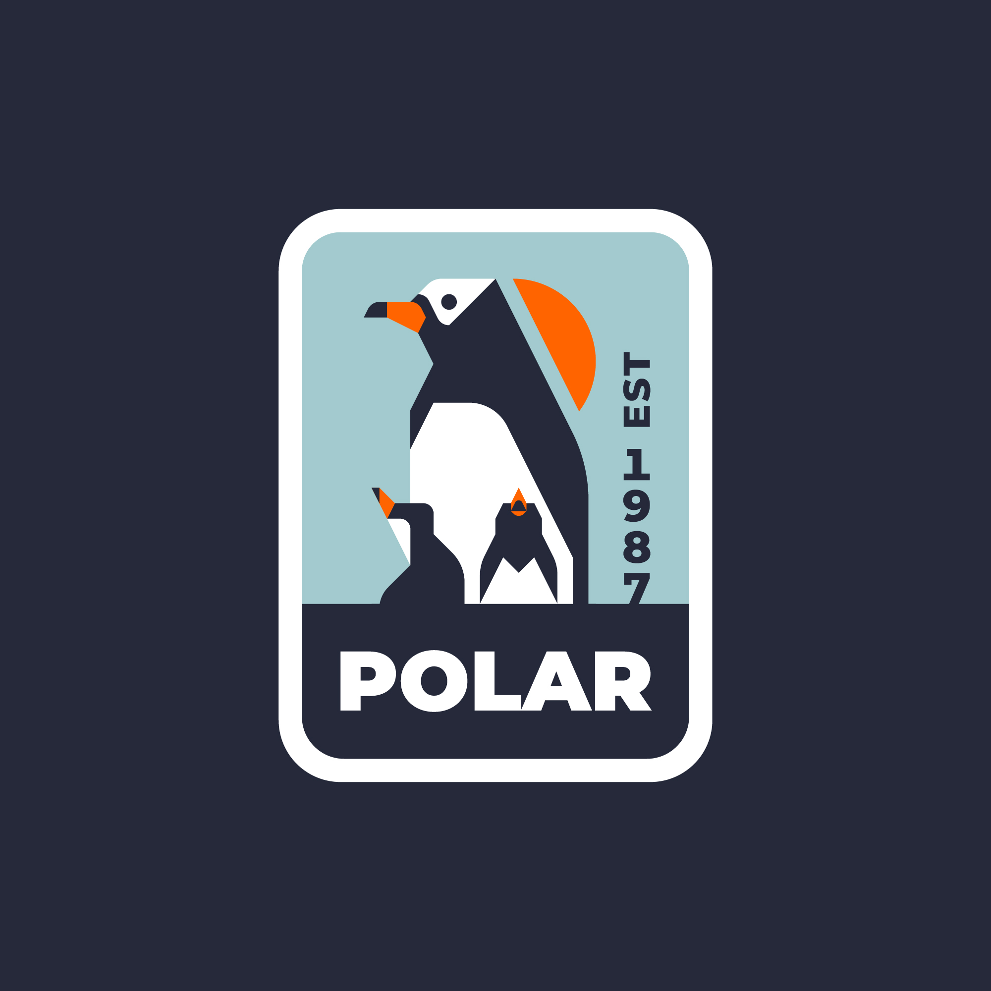 Logotype 'Polar', Mettant en avant l'icône emblématique de l'Antarctique, le pingouin polaire.