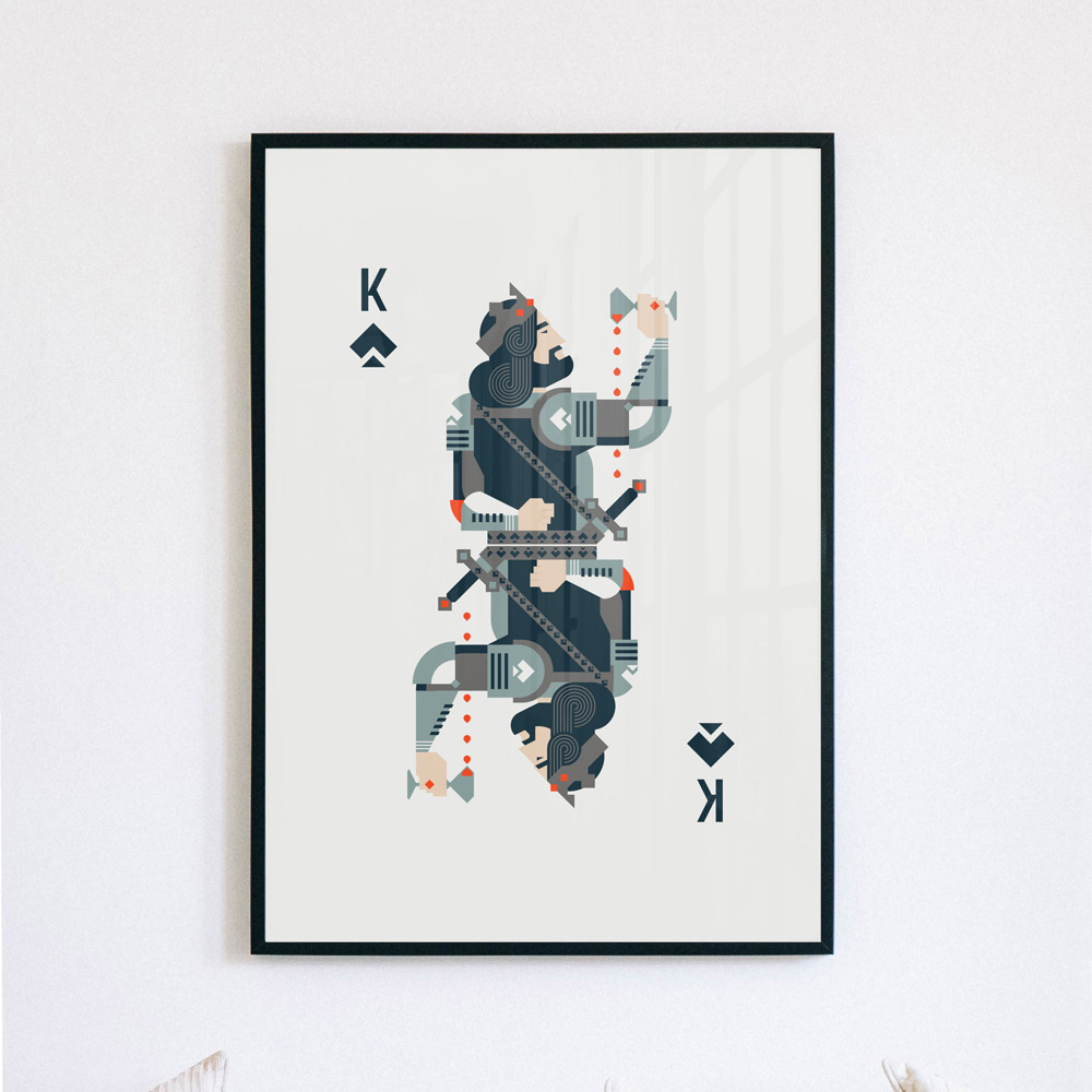illustration affiche Poster jeu cartes poker blackjack reine de coeur roi de pique