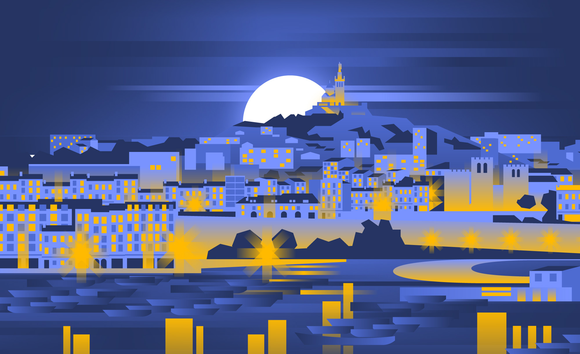 Illustration pour motion design Ricard skyline de Marseille