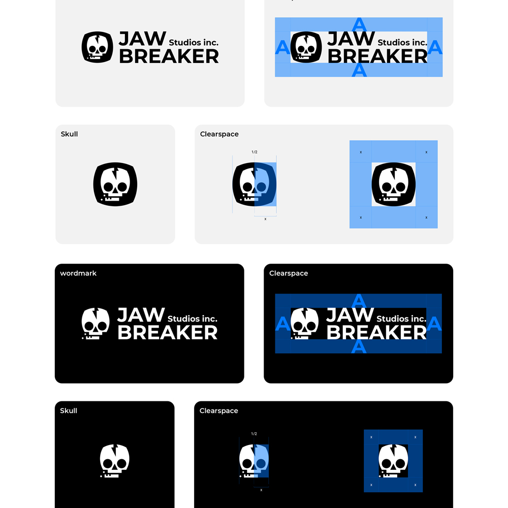 Charte graphique du studio d'illustration et storyboard Jawbreaker, une identité de marque audacieuse et distinctive.