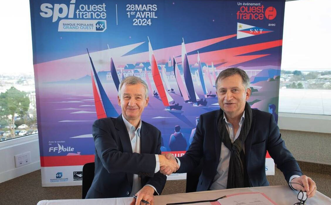 Illustration de l'affiche du Spi Ouest France 2024, mettant en avant la course de voile emblématique.